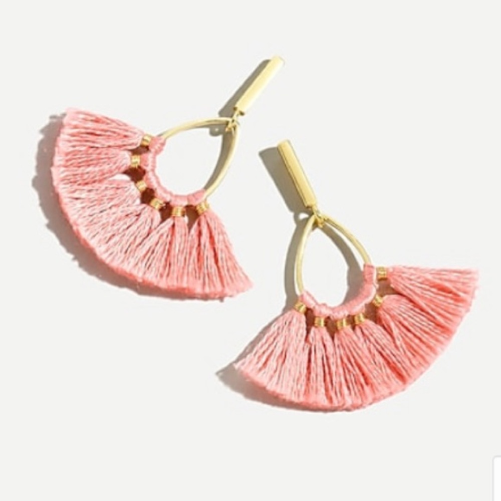 Bubble Gum Pink Tassel Fan Earrings